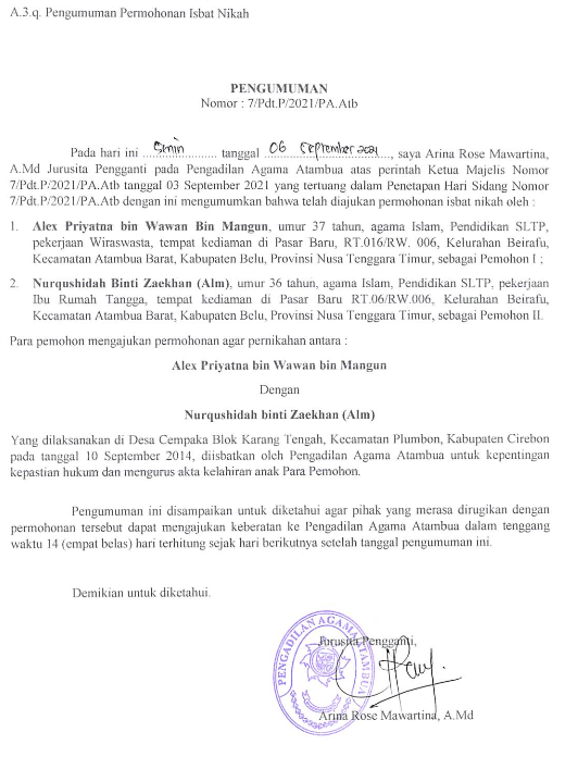 PENGUMUMAN